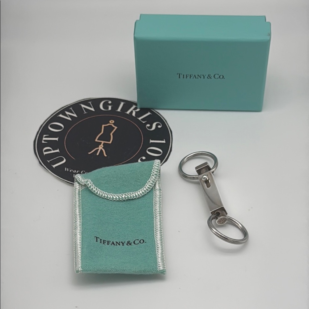 Authentic Tiffany & Co. Silver Valet Keychain with Blue Pouch & Box NWT   Unisex